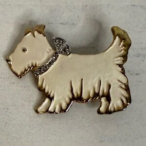 Vintage Scottish Terrier dog enamel gold tone brooch Boho Unique 90s Casual